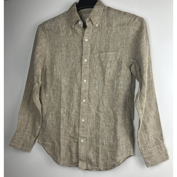 J. Crew 2025 Baird Mcnutt Irish Linen Button Down Shirt Brown BE559 Men's XS - Picture 11 of 11